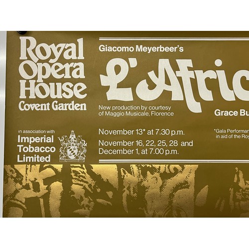 367 - Mid Century furnishing, classic 1978 Royal Opera House Covent Garden poster for L’Africane.

This lo... 