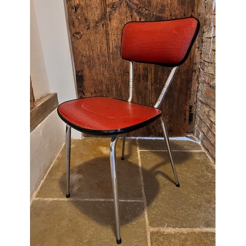 306 - Mid century designer furniture, a pair of chrome framed chairs with upholstered seats and backs.

Th... 