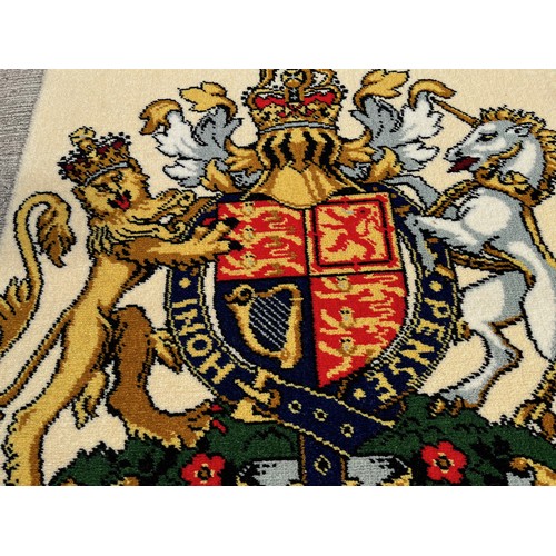 326 - Royal memorabilia, woven textile wall hanging of the Royal Coat of Arms.

This lot is available for ... 