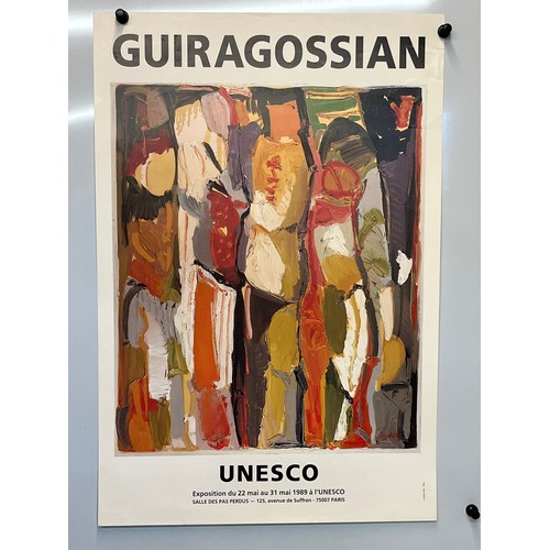 38 - Advertising poster for a 1989 UNESCO sponsored exhibition of  work by Lebanese artist Paul Guiragoss... 