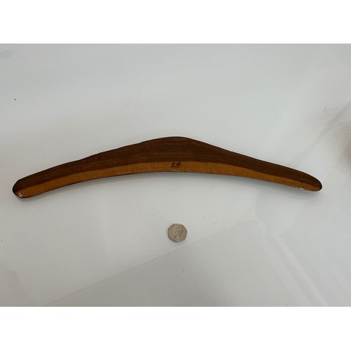 72 - Aboriginal boomerang, with catalogue / archival reference number, 46 cm long.

This lot is available... 