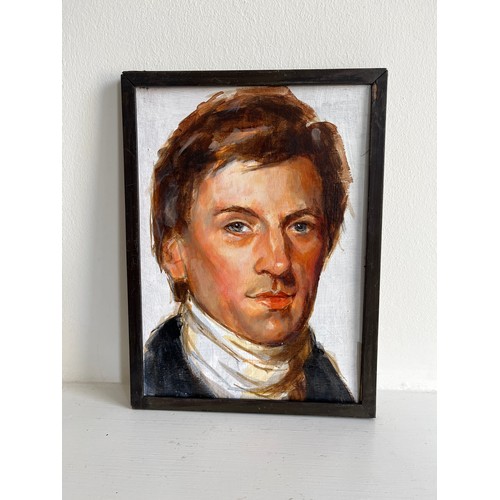 54 - Mid Century painting, a framed contemporary oil on board portrait of a gentleman. 28cm x 22cm.


Thi... 