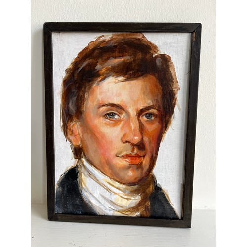 54 - Mid Century painting, a framed contemporary oil on board portrait of a gentleman. 28cm x 22cm.


Thi... 