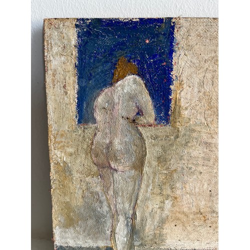 58 - A mid-century painting, a framed oil on board study of female figure at a window. 19cm x 15 cm.


Th... 