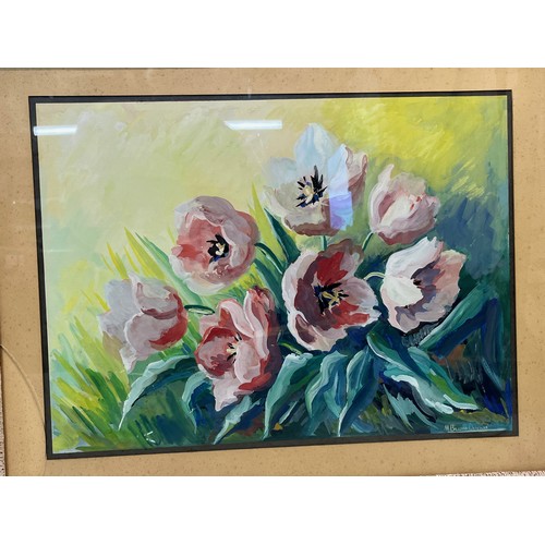 103 - Framed oil painting, a signed still life of flowers, 73 cm x 58 cm.

This lot is available for in-ho... 