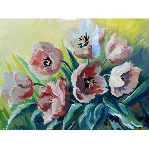 103 - Framed oil painting, a signed still life of flowers, 73 cm x 58 cm.

This lot is available for in-ho... 