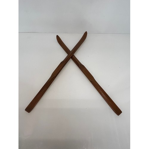 110 - A pair of miniature oak skis 60 cm long.

This lot is available for in-house shipping