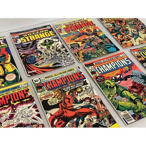 125 - Marvel and DC superhero comics, part of a large collection, Strange Tales, Dr Strange and The Champi... 