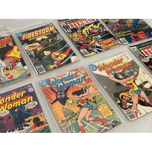 128 - Marvel and DC superhero comics, part of a large collection, Firestorm, The Eternals and Wonder Woman... 