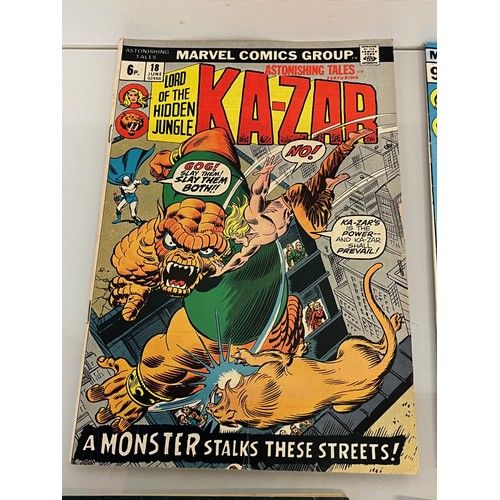 142 - Marvel and DC superhero comics, part of a large collection, Ka-Zar, New Gods, and Ms Marvel.

This l... 