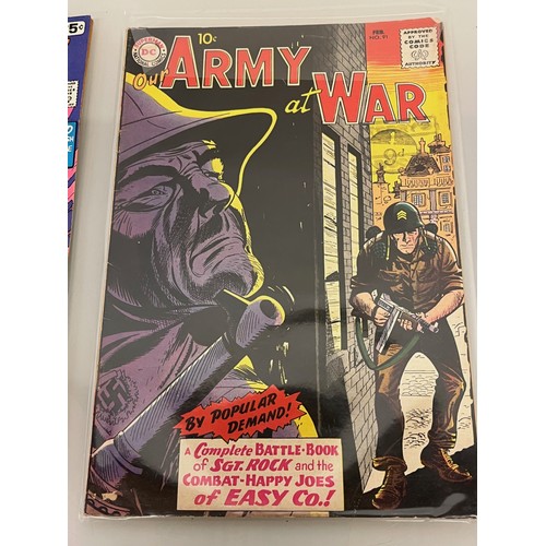 153 - Marvel and DC superhero comics, part of a large collection, Karate Kid, Army at War, and Sgt Rock.

... 