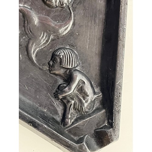 194 - Cast pewter ashtray decorated with three fawn like figures blowing smoke.

This lot is available for... 