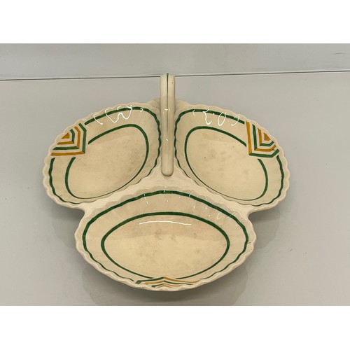 205 - Mixed lot, a decorative enamelled copper bowl signed to the base, and an Art Deco serving platter by... 