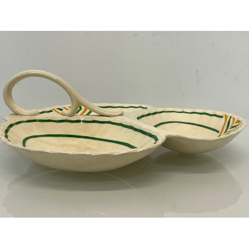 205 - Mixed lot, a decorative enamelled copper bowl signed to the base, and an Art Deco serving platter by... 