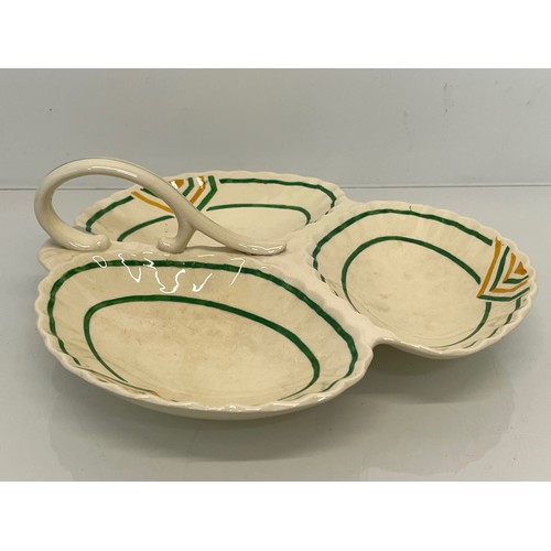 205 - Mixed lot, a decorative enamelled copper bowl signed to the base, and an Art Deco serving platter by... 