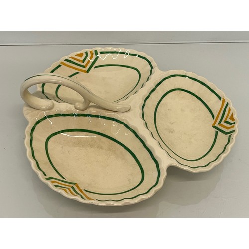 205 - Mixed lot, a decorative enamelled copper bowl signed to the base, and an Art Deco serving platter by... 