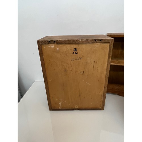 226 - Militaria, Air Ministry station furniture, a pair of oak cupboards, 15 inches x 12 inches x 5 inches... 