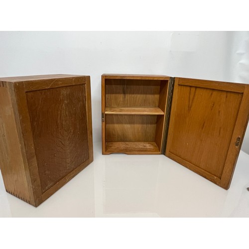 226 - Militaria, Air Ministry station furniture, a pair of oak cupboards, 15 inches x 12 inches x 5 inches... 