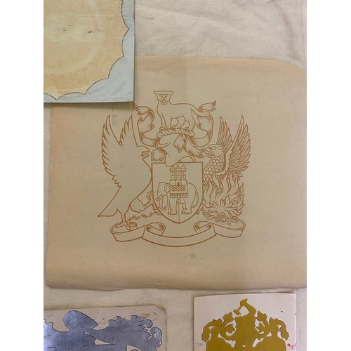 269 - A Selection of Transfers with heraldic Coats of Arms etc. 
some are labelled Butchers & Co Ltd and '... 