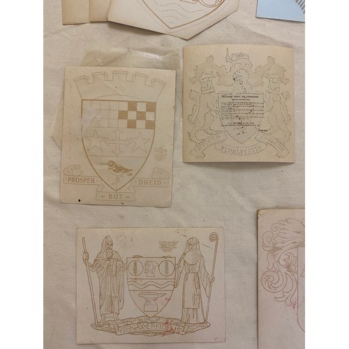 269 - A Selection of Transfers with heraldic Coats of Arms etc. 
some are labelled Butchers & Co Ltd and '... 