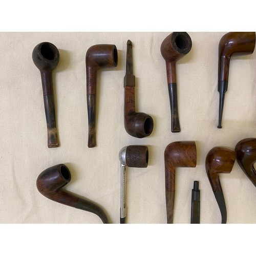 272 - A Selection of 14 vintage Pipes and Pipe Smoking Ephemera. 

Includes 12 Wooden Pipes, a Single Clay... 