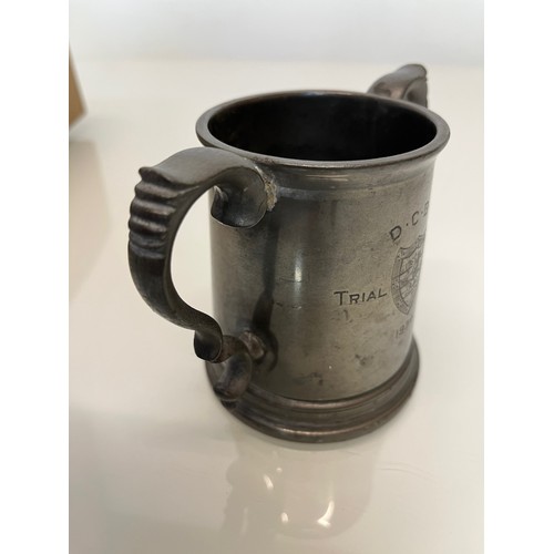 495 - University Rowing club trophy, D.C.B.C.  presentation engraved tankard from 1934, 10 cm high.

This ... 