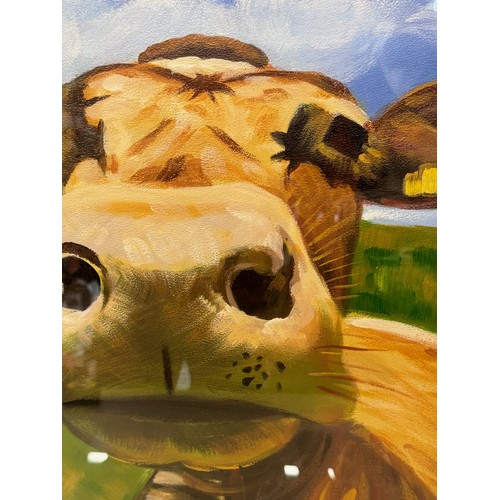 8 - Framed painting of a cow, 63 cm x 83 cm.

This lot is available for in-house shipping