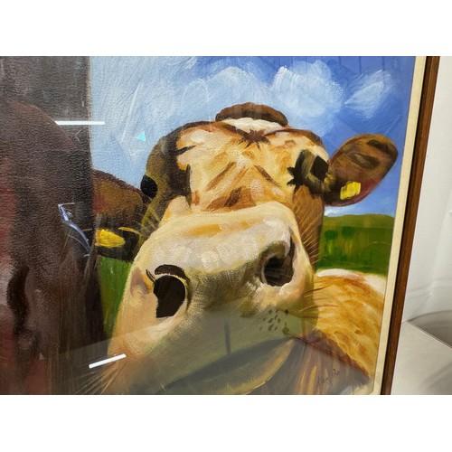 8 - Framed painting of a cow, 63 cm x 83 cm.

This lot is available for in-house shipping