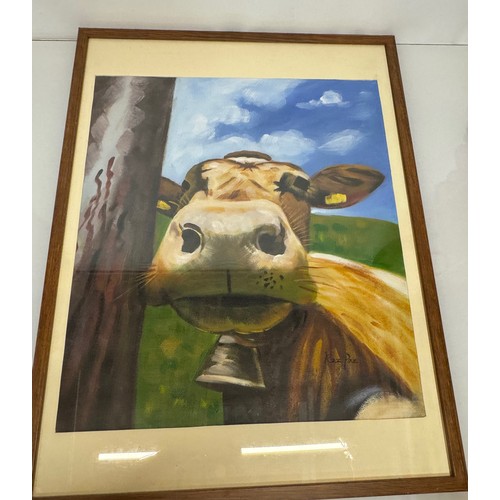 8 - Framed painting of a cow, 63 cm x 83 cm.

This lot is available for in-house shipping