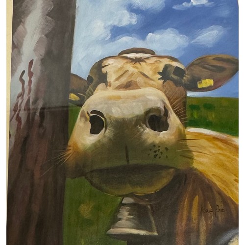 8 - Framed painting of a cow, 63 cm x 83 cm.

This lot is available for in-house shipping