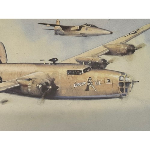 184 - Miliatria, RAF USAF WWII aviation interest, a signed picture celebrating US Airforce Operations 50th... 