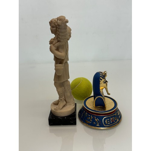 170 - Tutankhamun golden mask figurine and classical figure of a shepherd 23 cm tall.

This lot is availab... 