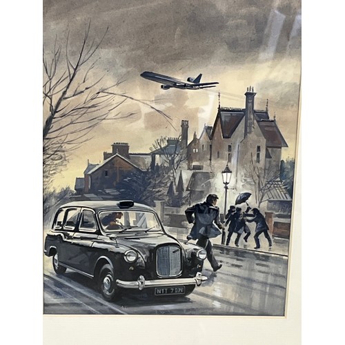 172 - Original Biggles book cover artwork for Biggles takes a Hand, 43 cm x 30 cm.

This lot is available ... 