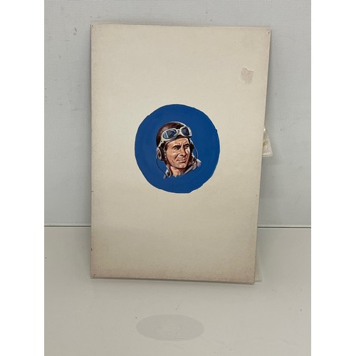 173 - Original Biggles book cover artwork, the title roundel from a series published by Knight Books. 16 c... 