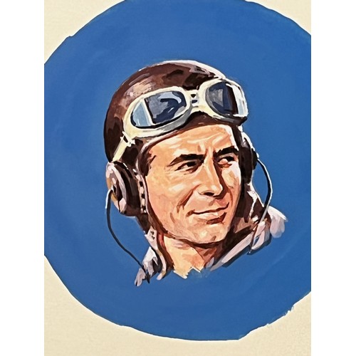 173 - Original Biggles book cover artwork, the title roundel from a series published by Knight Books. 16 c... 