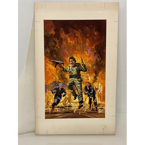 174 - Military book artwork by Doug Post, original gouache on board of a battle scene, 30 cm x 50 cm.

Thi... 