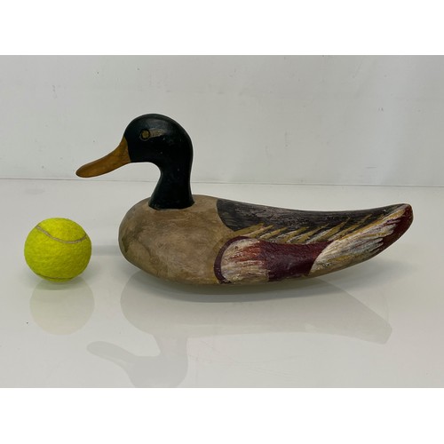 141 - North American carved wood decoy duck, 33 cm long.

This lot is available for in-house shipping