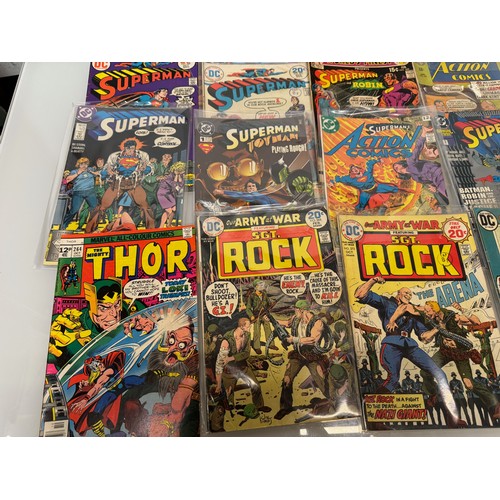 337 - Marvel and DC Action Comics, part of a large collection. 25 Thor, Sgt Rock Superman etc comics.

Thi... 