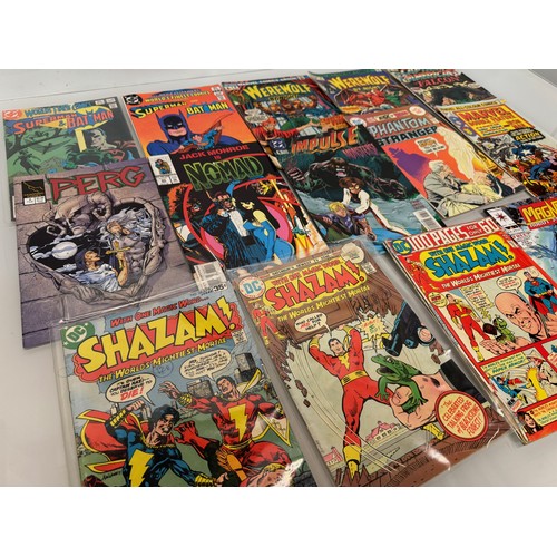 339 - Marvel and DC Action Comics, part of a large collection. 14 Superman, Batman, Werewolf, Shazam, etc ... 