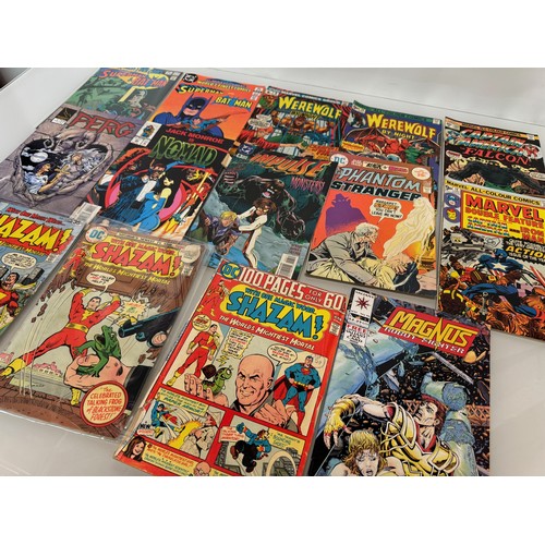 339 - Marvel and DC Action Comics, part of a large collection. 14 Superman, Batman, Werewolf, Shazam, etc ... 