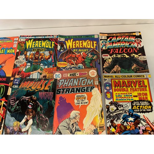 339 - Marvel and DC Action Comics, part of a large collection. 14 Superman, Batman, Werewolf, Shazam, etc ... 