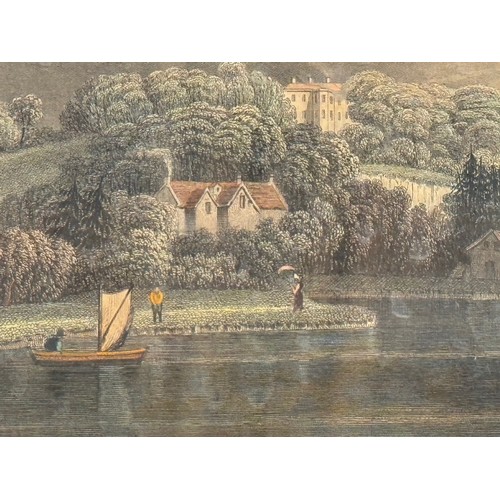 341 - Four hand coloured C19th etchings, scenes of Shepperton Bray Hedsor and Chertsey Bridge.

This lot i... 