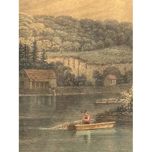 341 - Four hand coloured C19th etchings, scenes of Shepperton Bray Hedsor and Chertsey Bridge.

This lot i... 