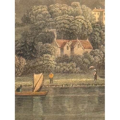 341 - Four hand coloured C19th etchings, scenes of Shepperton Bray Hedsor and Chertsey Bridge.

This lot i... 