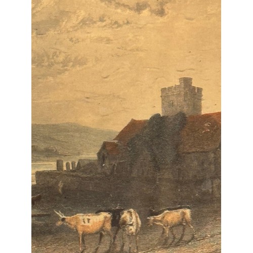 342 - Five hand coloured C19th century etchings, scenes of Kent, Wouldham Church, Aylesford, Teeston Bridg... 