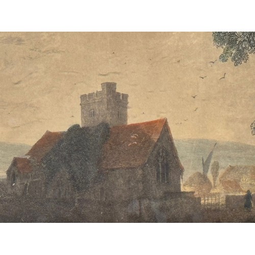 342 - Five hand coloured C19th century etchings, scenes of Kent, Wouldham Church, Aylesford, Teeston Bridg... 