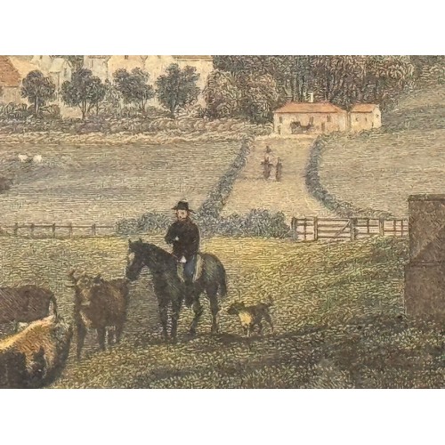 342 - Five hand coloured C19th century etchings, scenes of Kent, Wouldham Church, Aylesford, Teeston Bridg... 