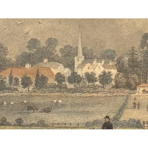 342 - Five hand coloured C19th century etchings, scenes of Kent, Wouldham Church, Aylesford, Teeston Bridg... 