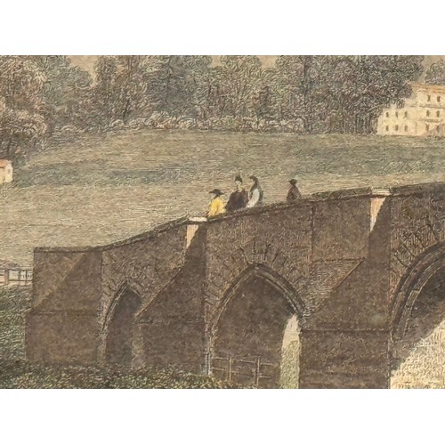 342 - Five hand coloured C19th century etchings, scenes of Kent, Wouldham Church, Aylesford, Teeston Bridg... 