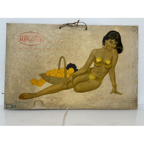 120 - Automobilia, advertising store card, a 1950’s era glamor advertisement for Hepolite products. 40 cm ... 